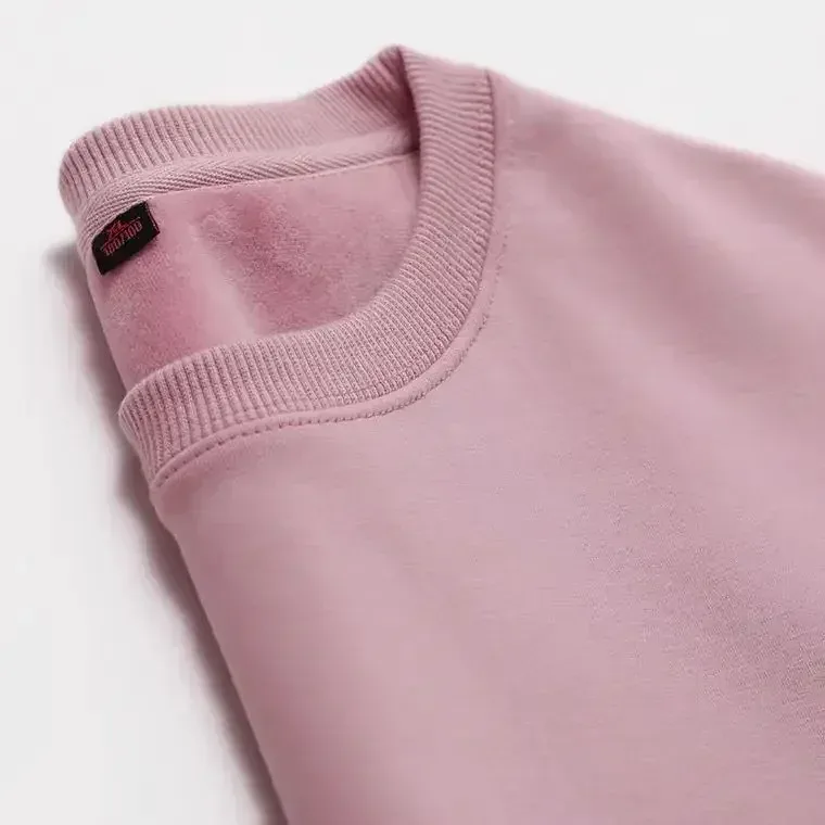 Sudadera gruesa de felpa de algodón de 600G, suéter fino de felpa pesado, suéter de cuello redondo sólido, suéter cálido para otoño e invierno — image 9