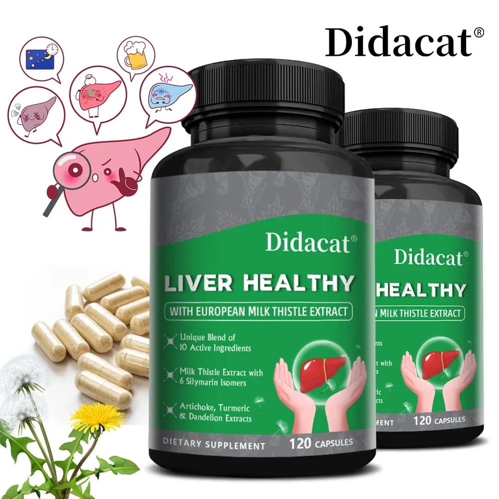 Artichoke Asli + Ekstrak Milk Thistle - Suplemen Detoksifikasi Pembersih untuk Kesihatan Hati Sokongan Imun dan Kesihatan Kulit