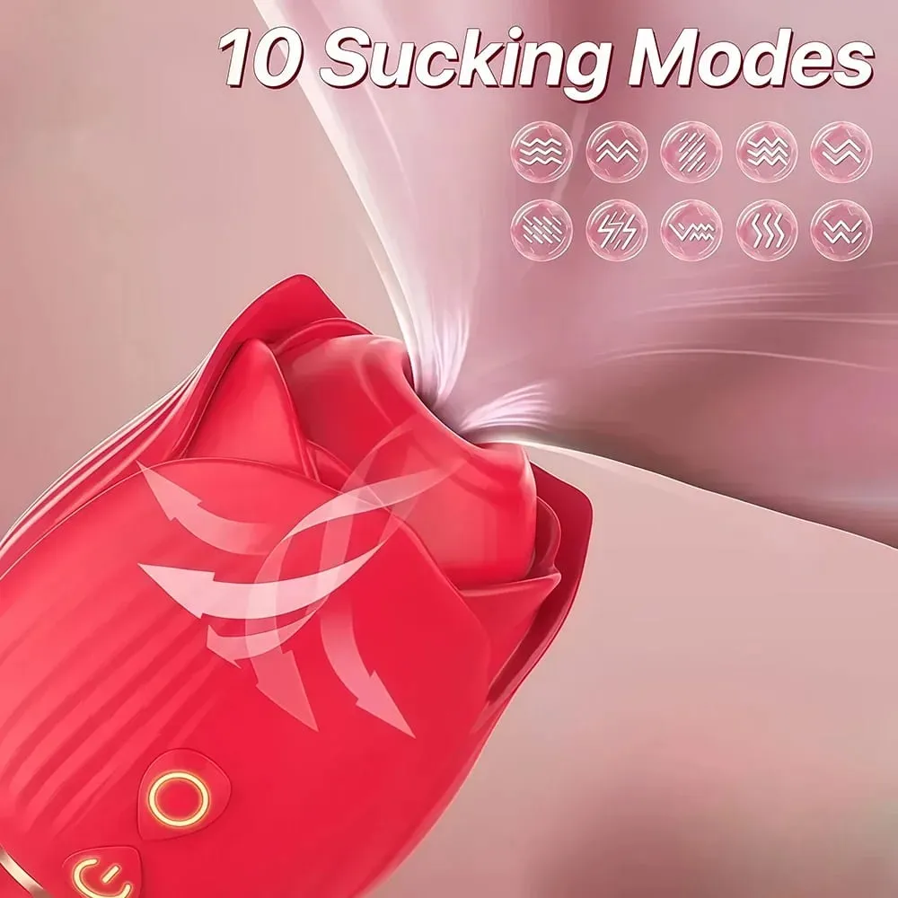 Rose 3in1 Sucker Vibrator for Women Telescopic Clitoris Stimulator Dildo Licking Vagina Massager Masturbator Sex Toys for Women — image 5