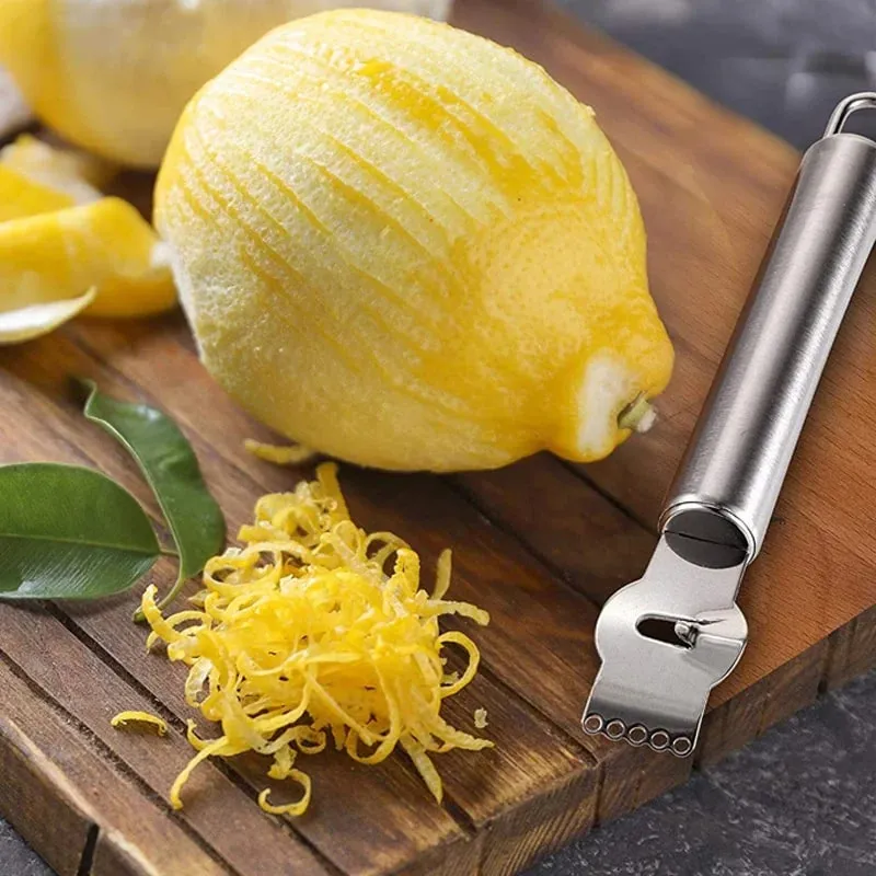 Éplucheur de citron et d'orange en acier inoxydable, couteau à agrumes à double usage, Gadget de cuisine, accessoire de Bar, outil de cuisine polyvalent — image 3