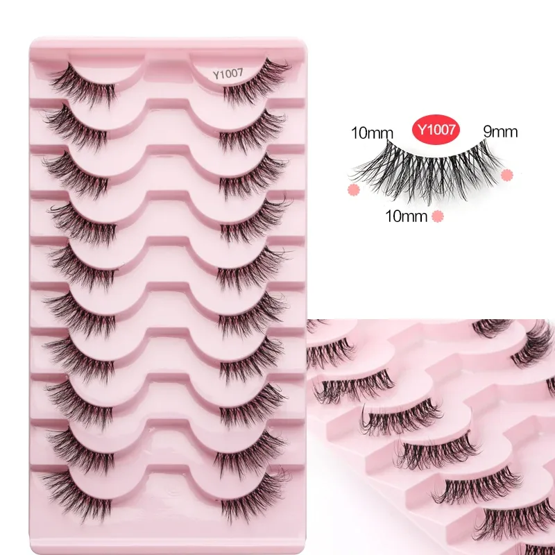 Mezze Ciglia Cat Eye Ciglia 3/5/10 Paia Ciglia Finte Soffici Morbide Aspetto Naturale Fascia Trasparente 3D Ciglia di Visone Estensione trucco