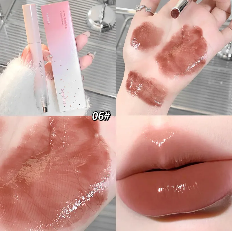 Air Jernih Cahaya Pepejal Lip Gloss Jeli Berair Gincu Merah Jambu Pensil Pelembap Cermin Gincu Pen Lipstik Korea Bibir Kosmetik — image 11