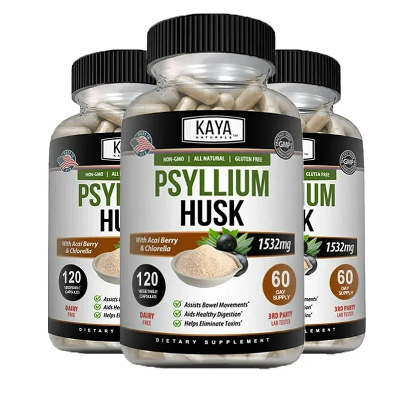 Capsules de cosse de psyllium - 1532 mg - Enrichies en racine de gingembre et en aloe vera pour favoriser la santé digestive et la détoxification de l'intestin — image 10