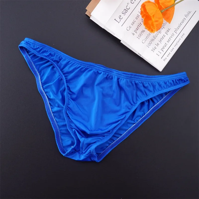 Man Solid Color Ice Silk Seamless Briefs Low Waist U Convex Male Panties Ultra-thin Underwear Elastic Quick Dry Breath Panty — image 5