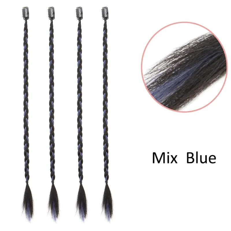 4 ชิ้น 20 "ยาวคลิปสังเคราะห์ในกล่อง Braid Hairpiece Extension Boho ทรงผมเส้นใยอุณหภูมิสูงทุกวันเครื่องแต่งกาย party K-POP — image 8
