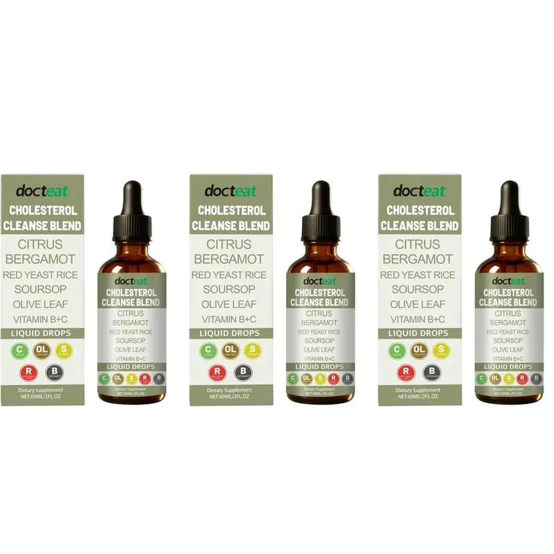 Docteat Cholesterol Cleanse Blend Liquid Drops Citrus Bergamot Supports Metabolic Balance with Vitamin C and B2 Dropper 60 ML