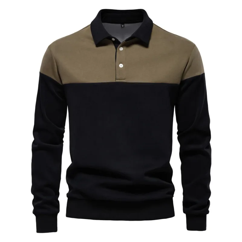 Men's Premium Cotton Sweatshirt Color Block Sweatshirt Long Sleeve Business Casual Social Sweatshirt — image 11
