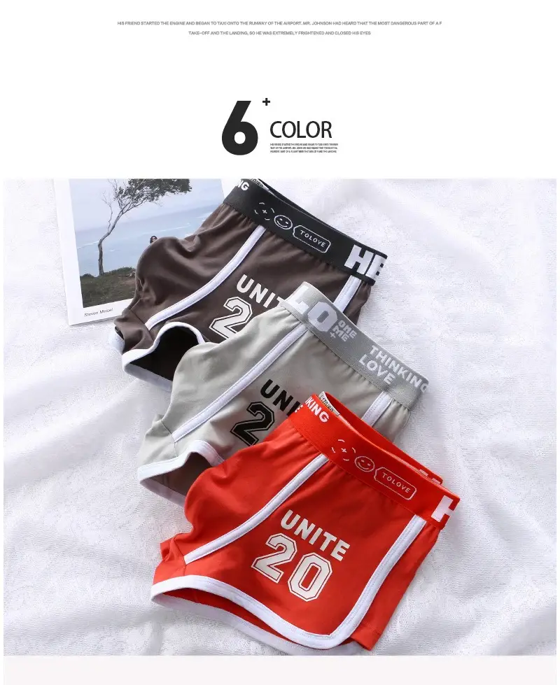 Boxer de sport en coton pour hommes, sous-vêtements surdimensionnés, couleur unie, mode jeunesse, culotte de sport confortable et respirante, 1/3 pièces — image 2
