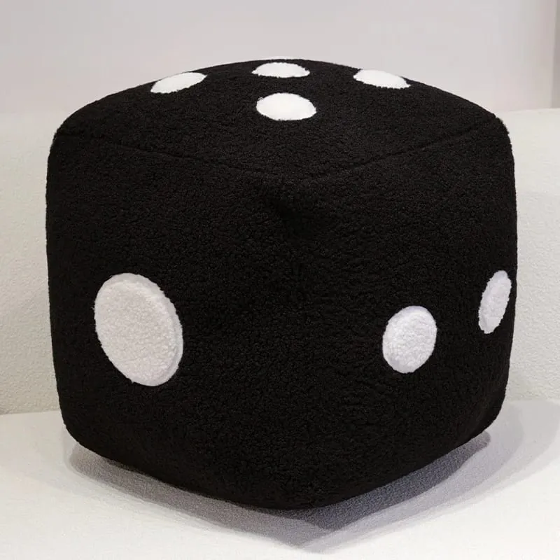 25cm Fun Dice Pillow Soft Stuffed Plush Toy Black White Dice Rolling Game Props Compare Sizes Funny Gift For Party Entertainment — image 4