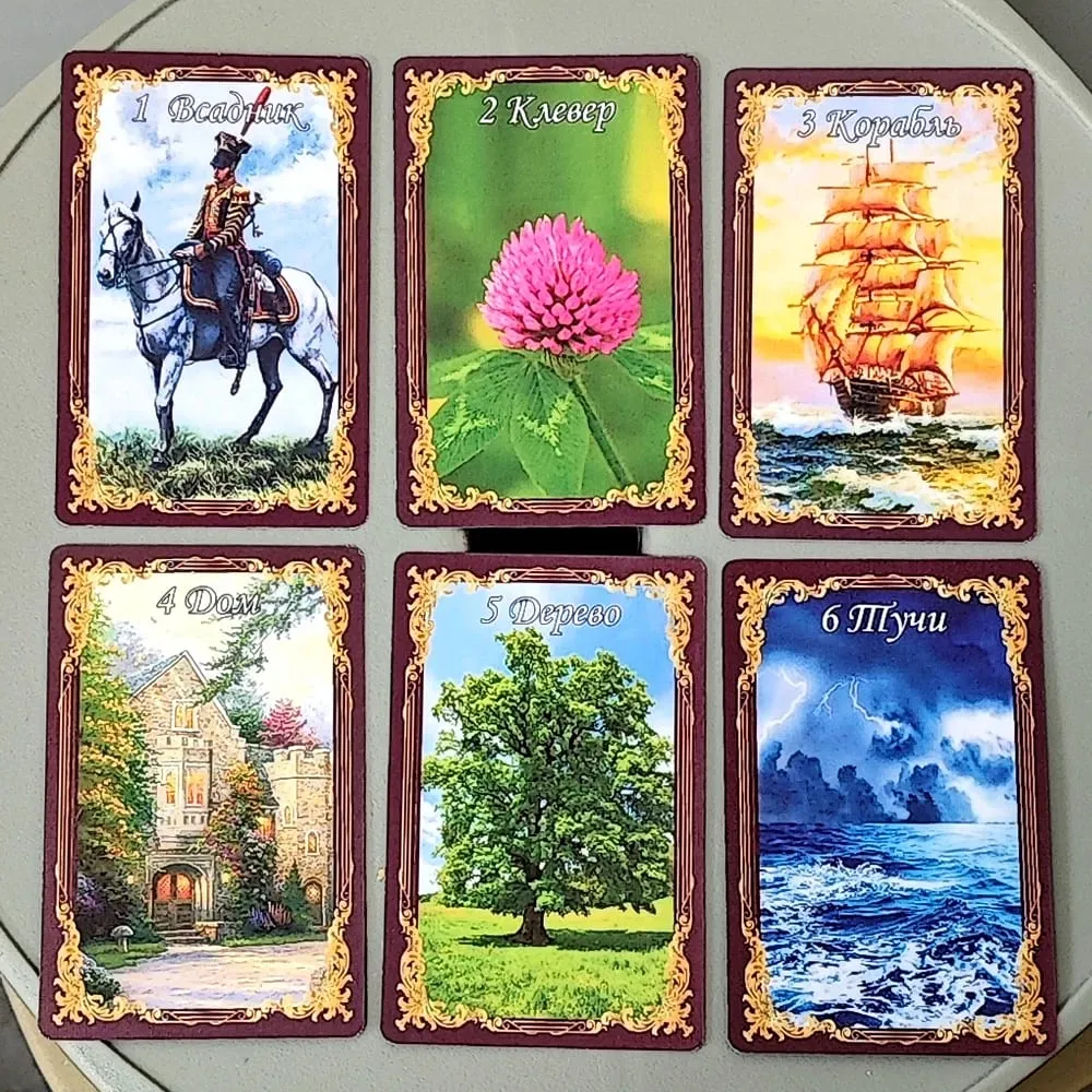 9*6cm in Russische taal klassieke realistische Lenormand-dek 40 stuks middeleeuwse klassiekers Lenormand-kaarten — image 1