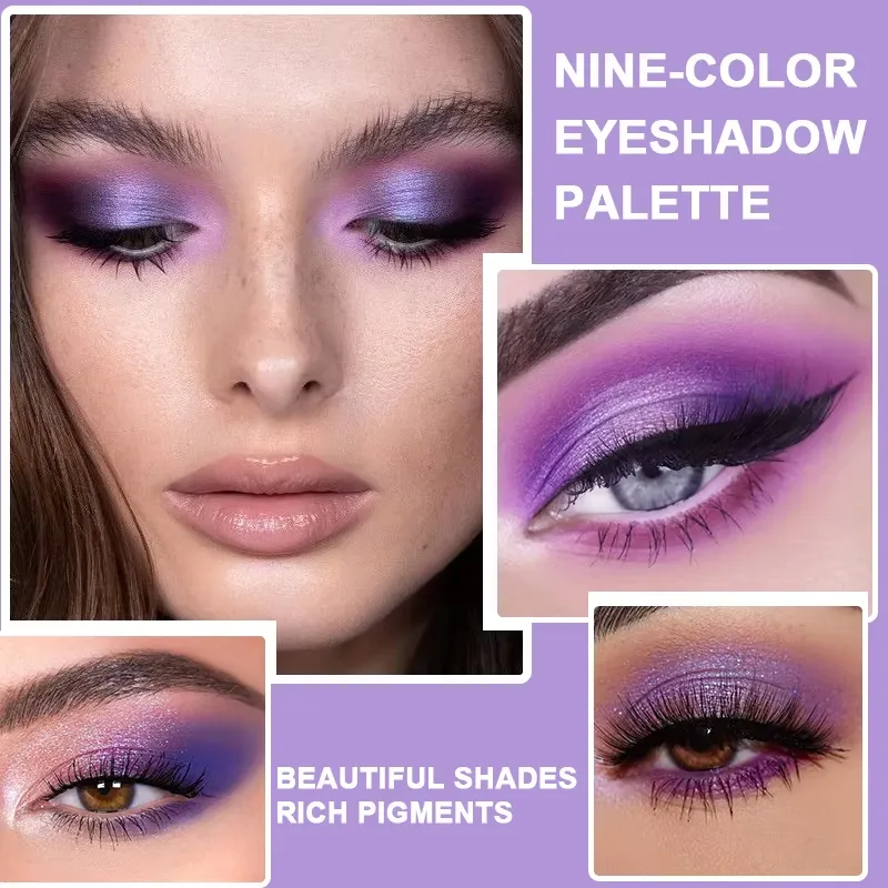 Paleta de sombras de ojos multicolor de 9 rejillas, brillo mate nacarado, sombra de ojos brillante de larga duración, paleta de maquillaje de ojos para mujer, cosmética — image 5