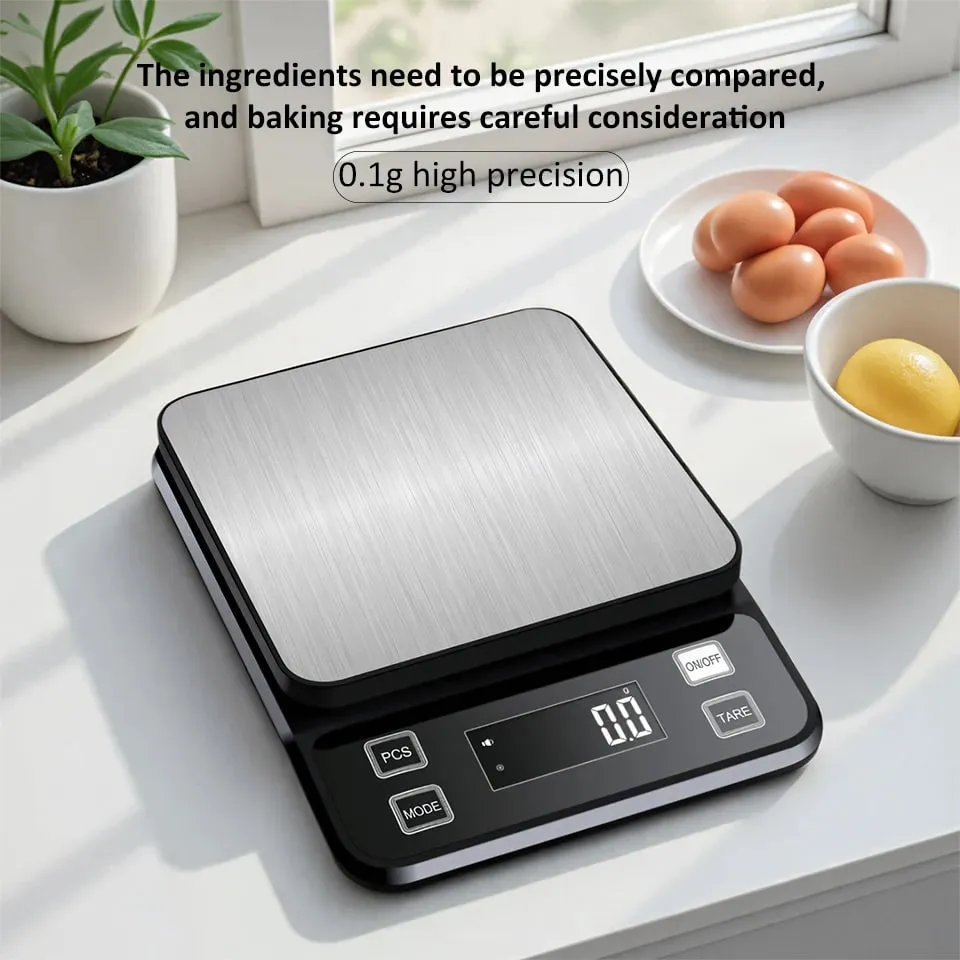 3/5/10 kg 0.1g Dijital Elektronik mutfak terazisi lcd ekran Tamamen Su Geçirmez Paslanmaz Çelik Ölçme Tartı Pişirme Aracı — image 10