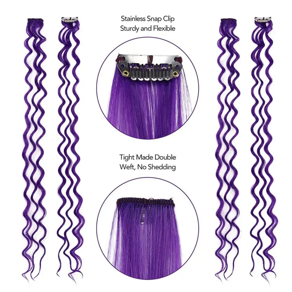 24Inch Deep Wave Hairpiece Synthetic Hair Extensions 10 Pcs/Set Clip In Hair Extension Multiple Pure Color Clip In One Piece — image 5