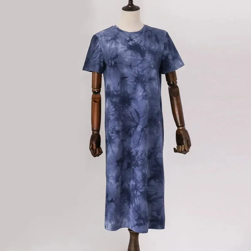 Original Casual 94% Cotton Summer Women's Dresses Solid Short Sleeve Spilt Long Midi Dress Fashion Sundress Female Clothing — image 7