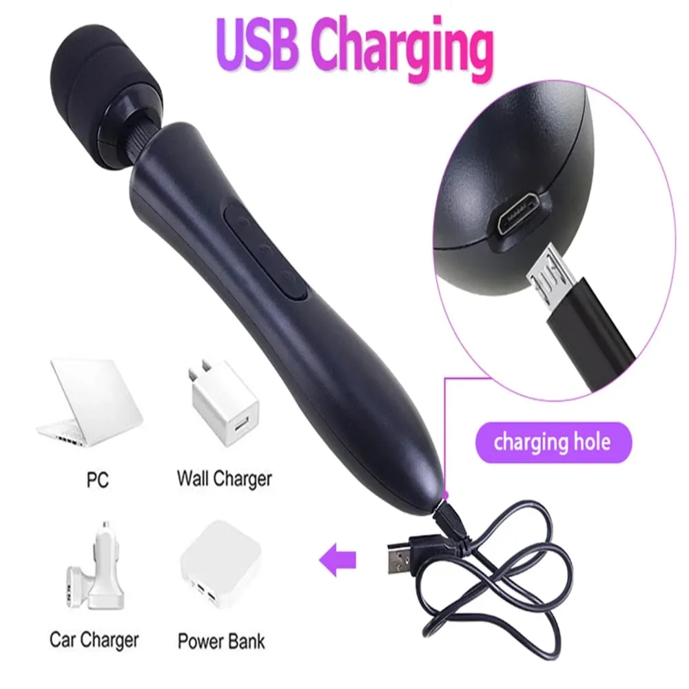 20 모드 주파수 8 속도 바디 진동기 강력한 마술 지팡이 AV 마사지 섹스 제품 여성을위한 USB 충전식 섹스 토이 ST090 — image 4