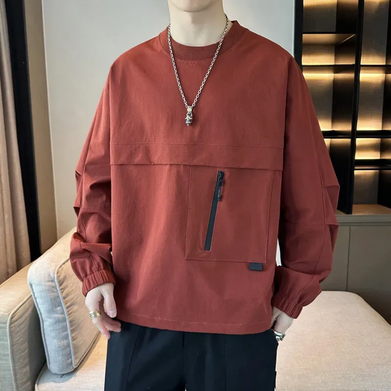 Pullover Ringan dan Bernafas Lelaki Kasual Musim Bunga Musim Panas Tarikan Hoodie Pakaian Jalanan Pakaian Baju Sweat Top Pejal