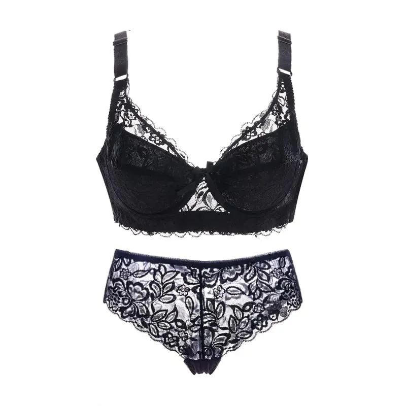 Sexy Bras Set Lace Panty Thin Brief Plus Size Women's Bralette Set Push Up Brassiere Girl Top BH Lingerie Intimates BCD 42 44 46 — image 3