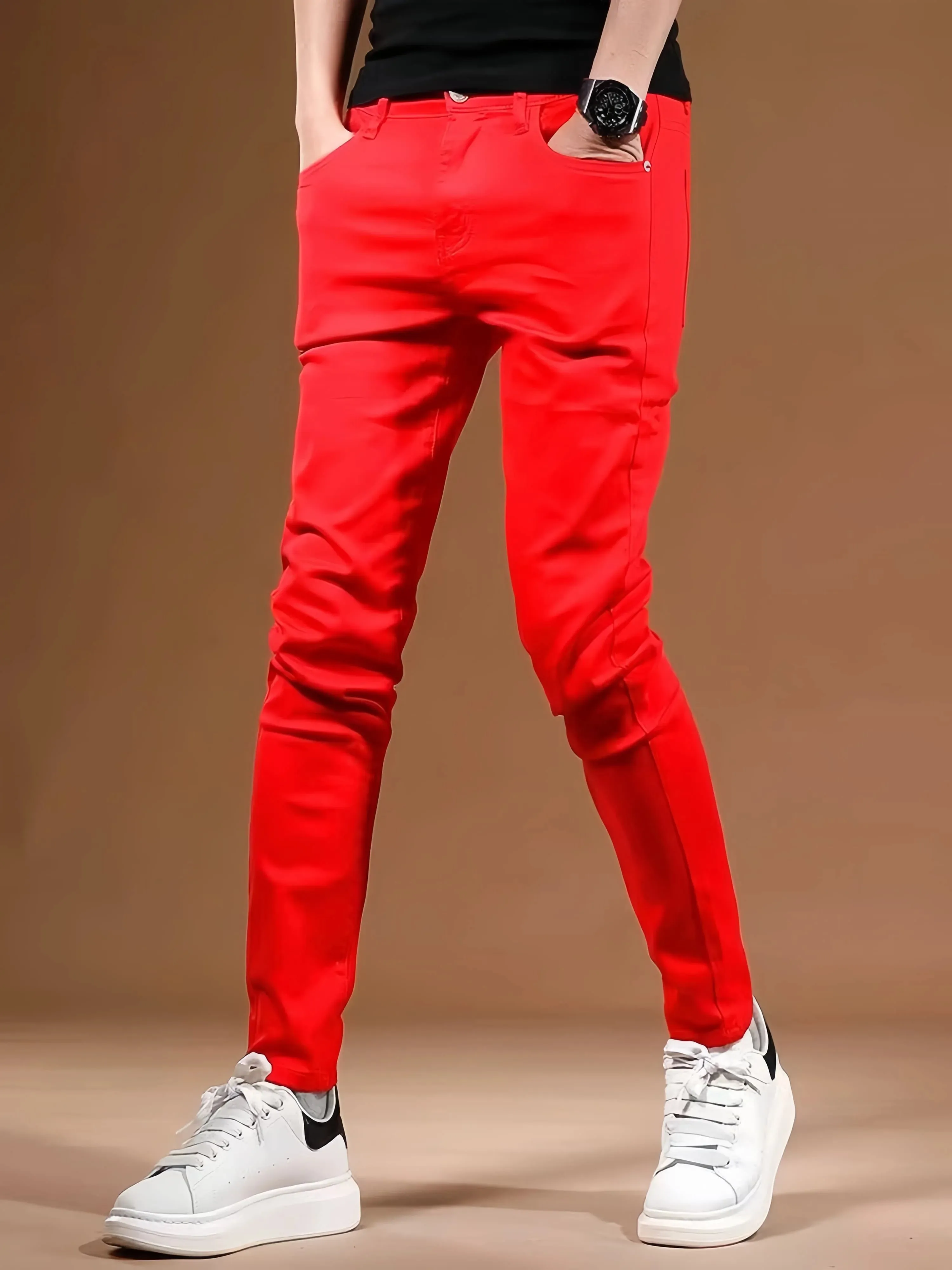 Rote lange Hose für Herren, kugelsicher, im Business- und Büro-Stil, einfach und vielseitig, geeignet für verschiedene Anlässe — image 4