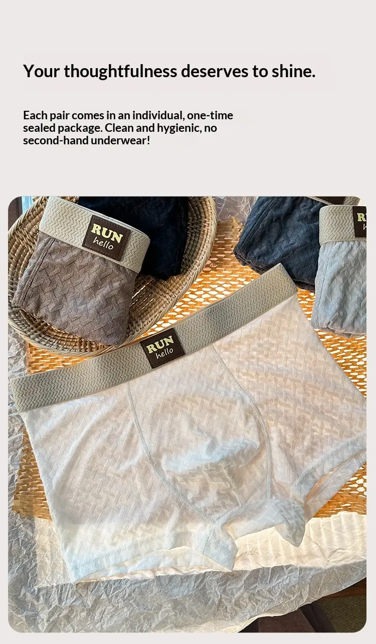 Seluar Boxer Jacquard Ais Sutera Lelaki: Menyejukkan, Bernafas, Bertingkat Pertengahan, Seluar Boxer—selesa dan Gaya Ringkas untuk Lelaki Muda — image 13