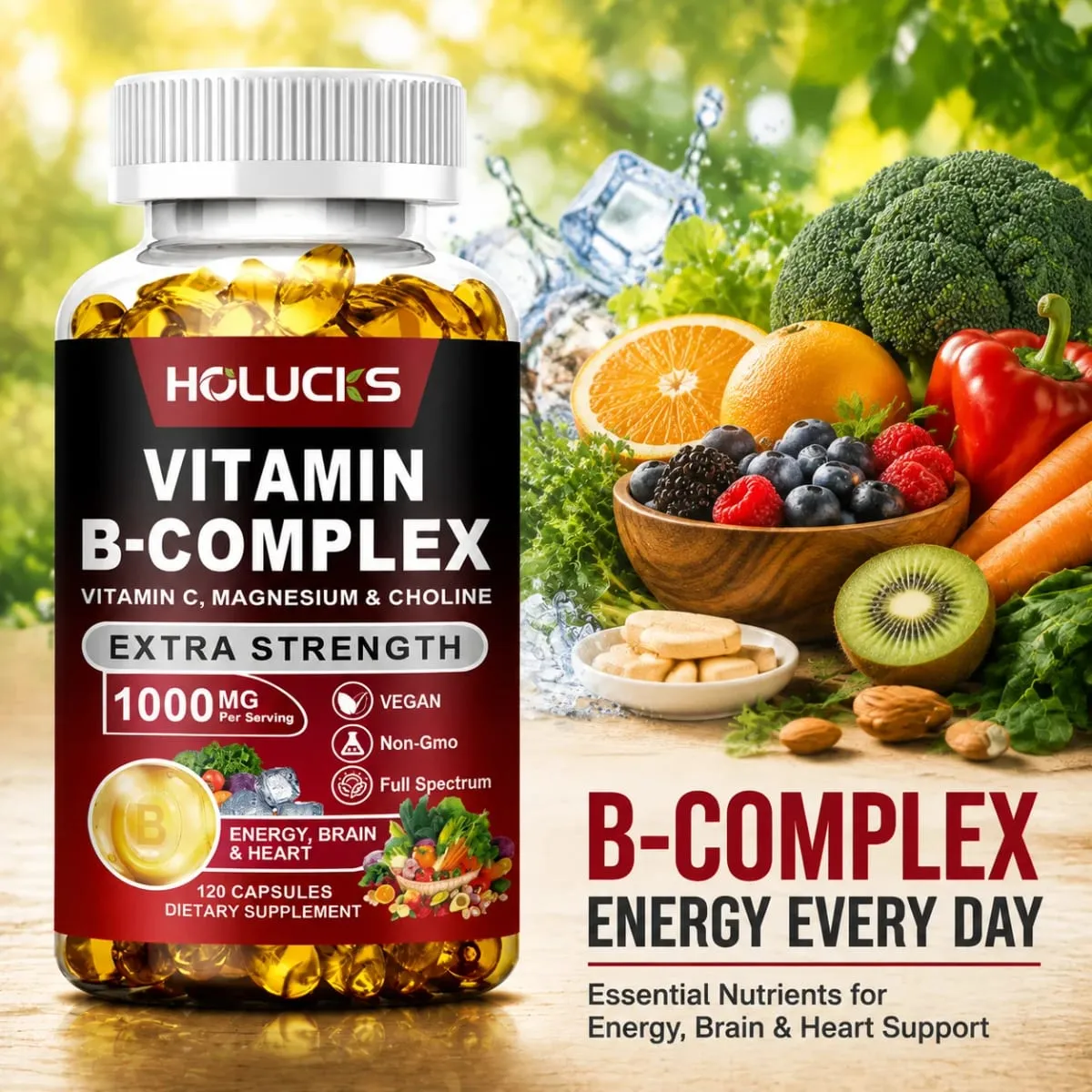 Suplemen Vitamin B Kompleks Yimiduk Premium dengan Biotin & Folat untuk Menggalakkan Kulit Rambut yang Sihat & Keseimbangan Hormon Vegan — image 2