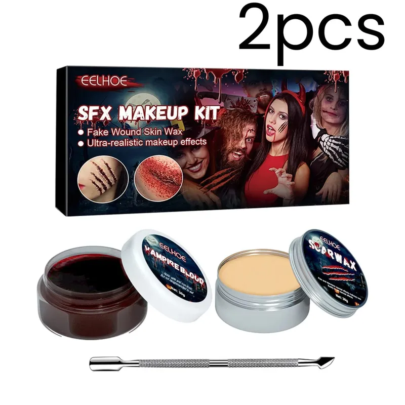 SFX 메이크업 키트 가짜 상처 뱀파이어 혈액 실제 효과 오래 지속되는 안전한 피부 친화적인 할로윈 특수 효과 메이크업 키트 — image 8