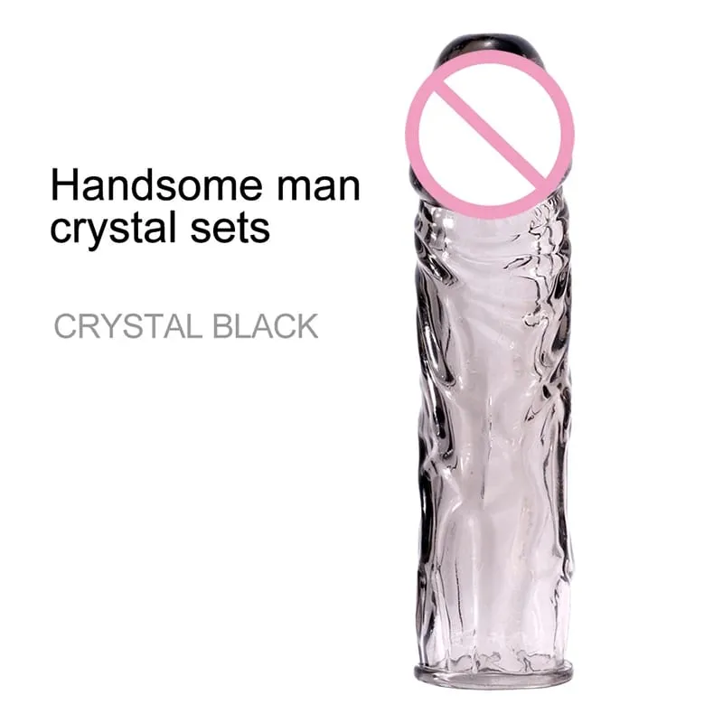 Extension de pénis anneaux de coq retarder l'éjaculation préservatifs de pénis réutilisables manchon de bite Silicone gland vagin masseur jouets sexuels pour hommes — image 8