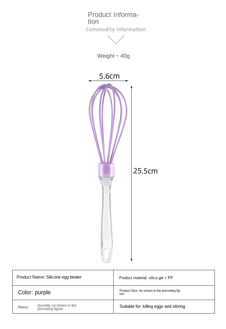 1 PC 10 นิ้วคู่มือโปร่งใสซิลิโคนไข่ Beater เค้กครีมผสมไข่เบเกอรี่ Gadget — image 8