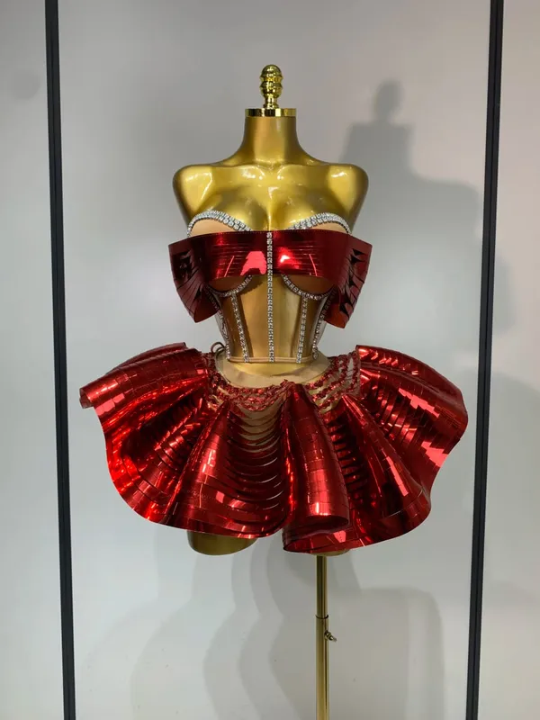 Damski kostium sceniczny Dwuczęściowy zestaw Srebrne cekiny Rhinestone Fantazyjny strój Seksowne, bez pleców, błyszczące sukienki na przyjęcie urodzinowe — image 8