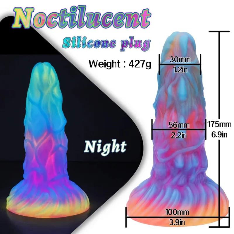 Palam Dubur Bercahaya Malam Realistik Bercahaya Monster Naga Dildo untuk Wanita Lelaki Palam Punggung Seksi Bentuk Anjing Mainan Seks untuk Pasangan — image 19