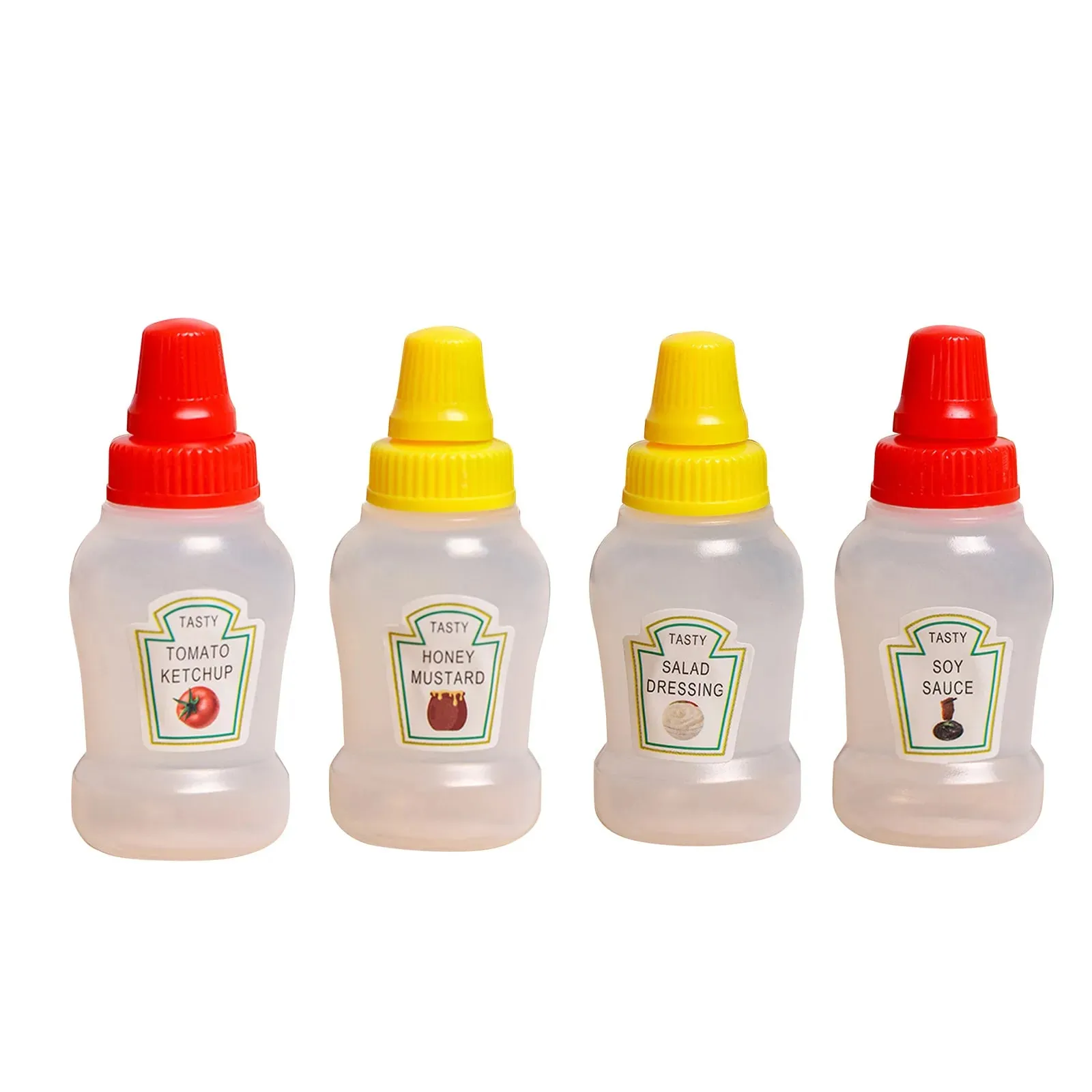 4/8pcs MINI เครื่องปรุงอาหารบีบขวด 25ml น้ำผึ้ง/ซอสมะเขือเทศ/ซอสถั่วเหลือง/สลัดเครื่องจ่ายกล่องอาหารกลางวัน Squeezable คอนเทนเนอร์ Jars — image 2