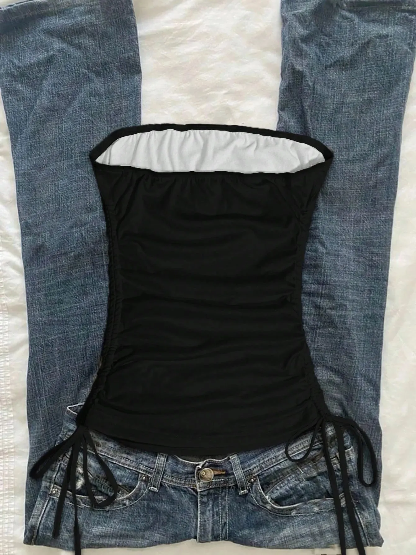 Damen-Weste mit lässigem Retro-Kordelzug vorne, geeignet für Y2K und Gitarrendrucke im Frühling und Sommer — image 7