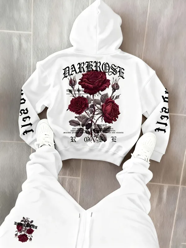 2026 herbst/Winter Neue Stil Einfache Casual Stilvolle Weiche Bequeme 3D Rose Blume Muster Gedruckt männer Mit Kapuze Sweatshirt — image 3