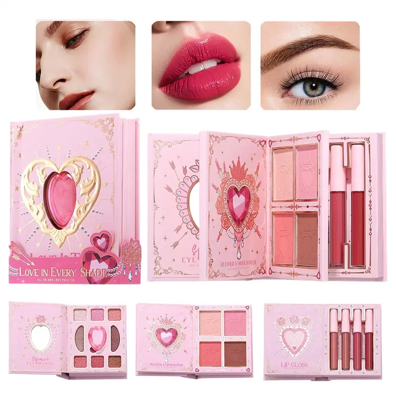 All In One Makeup Book Palette Smudge-proof Blusher Lip Color Portable Eyeshadow Palette Lipstick blush Full Face Makeup Kit