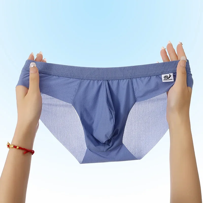 New Arrival Men's Briefs Ice Silk Underwear Seamless Breathable Low Waist Panties Shorts — image 1