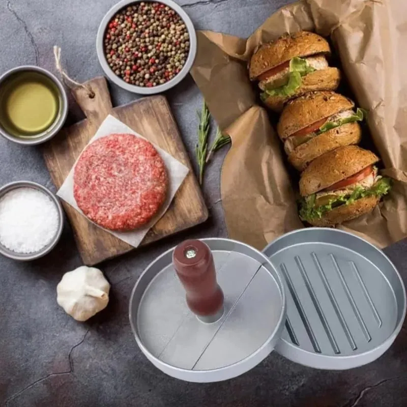 Burger Press Non-Stick Hamburger Patty Maker with Wax Paper Aluminum Burger Maker for Kitchen BBQ Grill — image 3