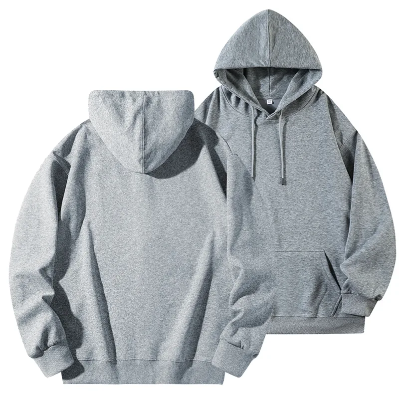DIY Custom Logo Black Hooded Sweatshirt Pure Cotton Long-Sleeved Pullover Casual Top for Men And Women Autumn Winter Fashion — image 11
