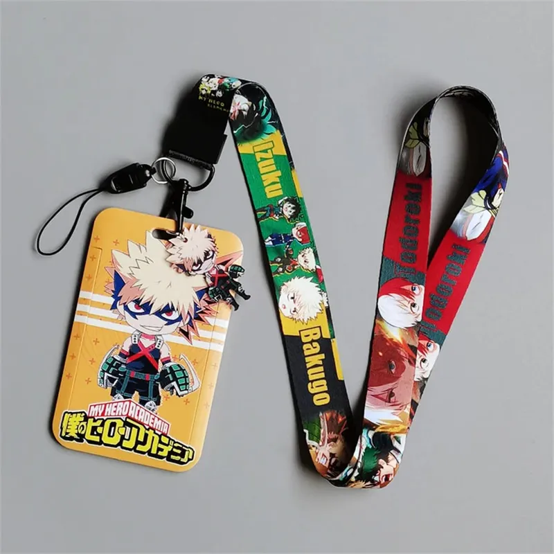Tokoh My Hero Academia Pemegang Kad Kartun Pelajar Lanyard Telefon Bimbit Kampus Kartun Clutch Deku All Might Pemegang Kad Kartun — image 5