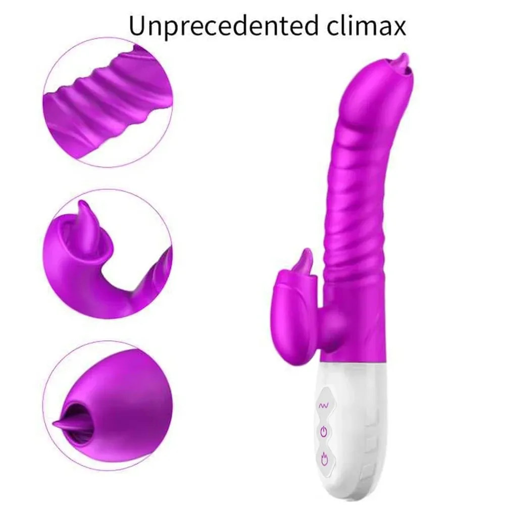Stoßvibrator für Frauen, lecken G-Punkt-Klitoris-Nippel-Stimulator, Heizung, realistischer Dildo, Masturbation, Sexspielzeug für Erwachsene — image 2