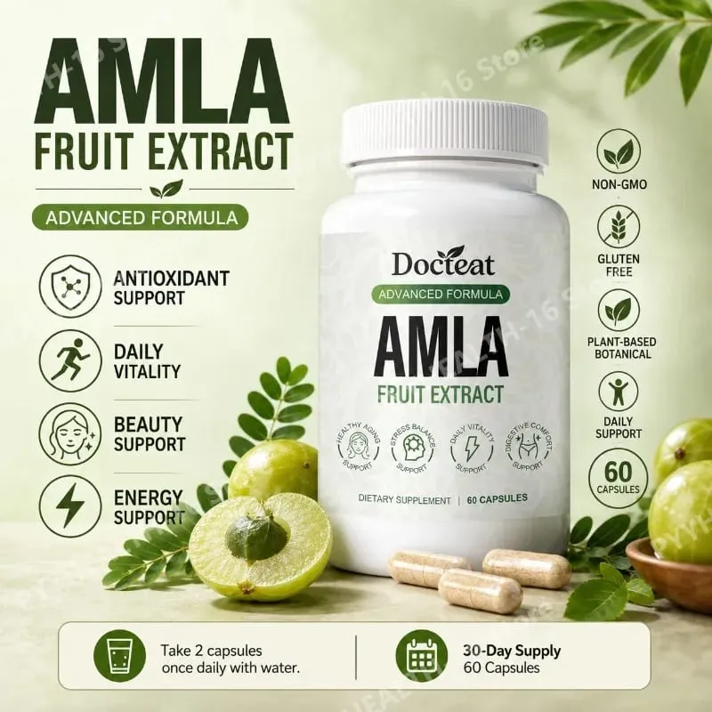 Κάψουλες Docteat Amla Fruit Extract Κάψουλες ανοσοποιητικής λειτουργίας Υποστήριξη για την υγεία του δέρματος με βιταμίνη C B3 CoQ10 PQQ 60 κάψουλες — image 2