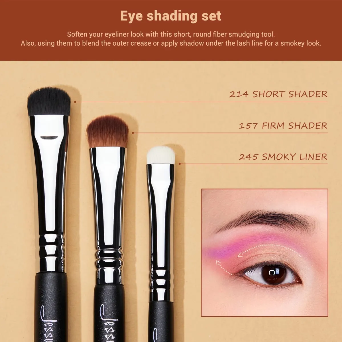 Jessup conjunto de pincéis para sombra, conjunto de pincéis de maquiagem para os olhos preto premium sintético, sombreamento, corretivo, pincel de mistura t339 — image 3