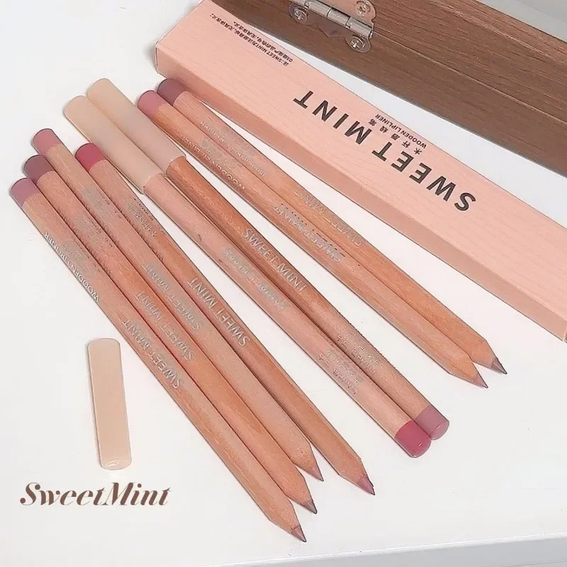 Bean Paste Pink Lip Liner ปากกา Professional Lip Liner ดินสอ Velvet Matte Lip Non-stick Cup Nude ลิปสติกปากกา Contour Line แต่งหน้า — image 7