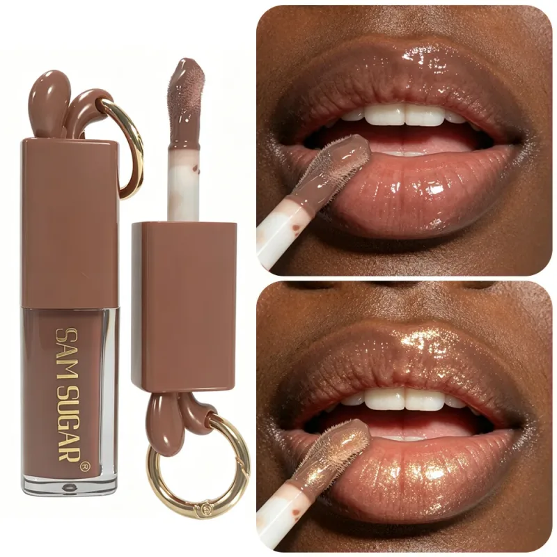 1 stk Spejl Guld Skinnende Brun Kanin Lip Gloss Fugtgivende Plumping Lip Gloss Flydende Læbestift Mat Chokolade Brun Lip Tint Tone — image 7