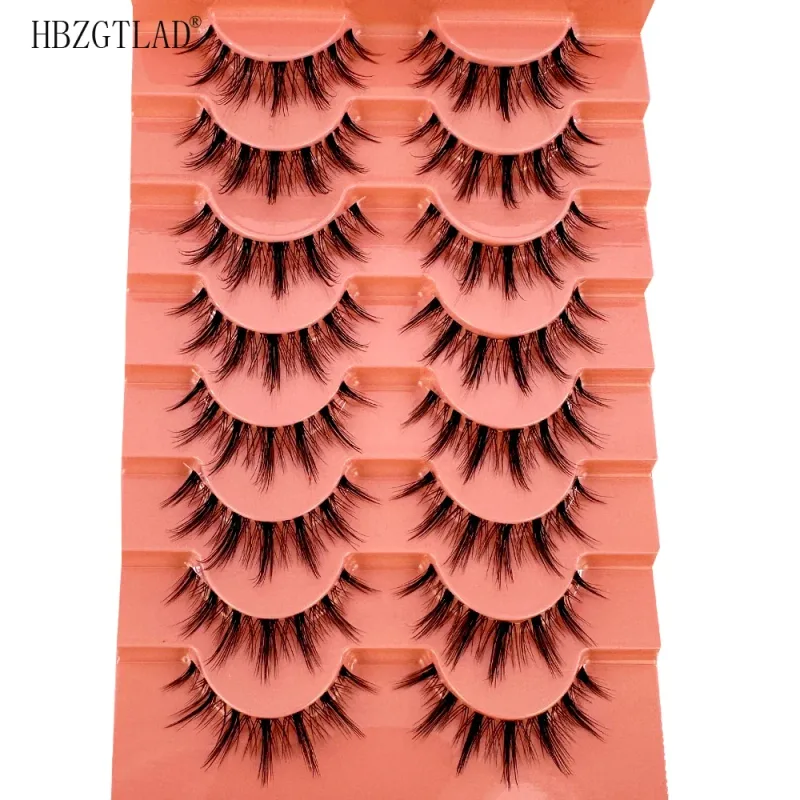 7/8 Paar Katzenaugen-Wimpern, Manga-Wimpern, 3D-Wimpern mit klarem Band, natürlich, halbe Wimpern, verlängerte Nerz-Wimpern, flauschige Wimpern — image 20