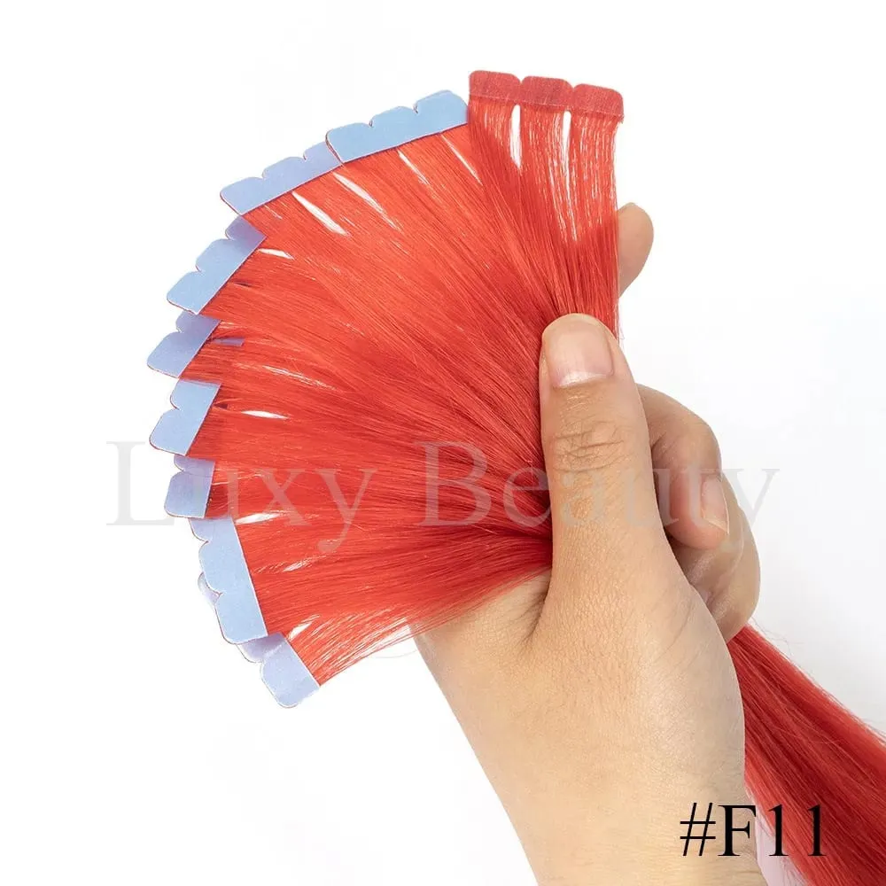 Colored Mini Tape in Hair Extensions Invisible Seamless Tape in Human Hair 10pcs/set Pink Red Green Purple Blue Mini Tape Hair — image 18