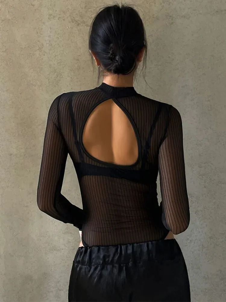 Combinaison transfrontalière Sexy Bareback pour discothèque, maille transparente, nouvelle collection printemps 2025, pour le commerce extérieur — image 4