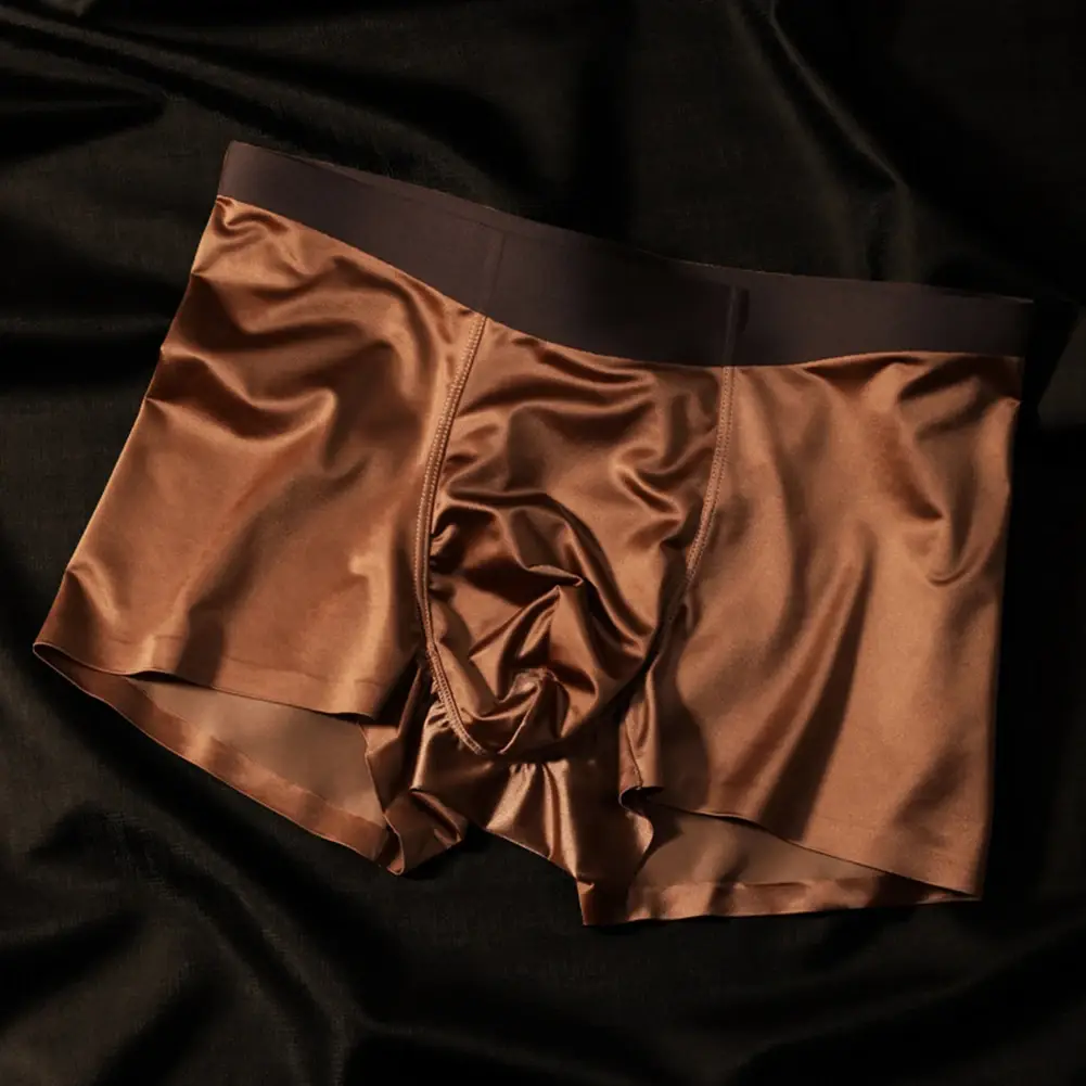 1pc Mens Seamless Boxershorts Breathable Crotch Panties Ice Silk Boxer Shorts Comfortable Satin Men's Underwear Briefs — image 9