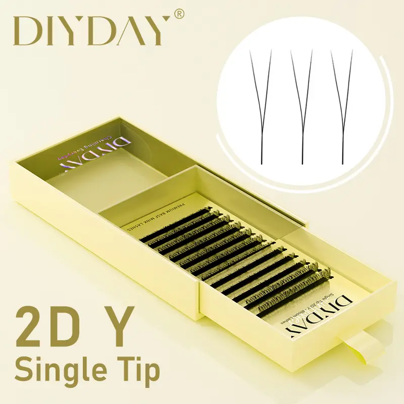 Extension de cils 2D Y à pointe unique, faux-cils en vison plus denses et plus doux, éventails préfabriqués en forme de Y pour outils de maquillage