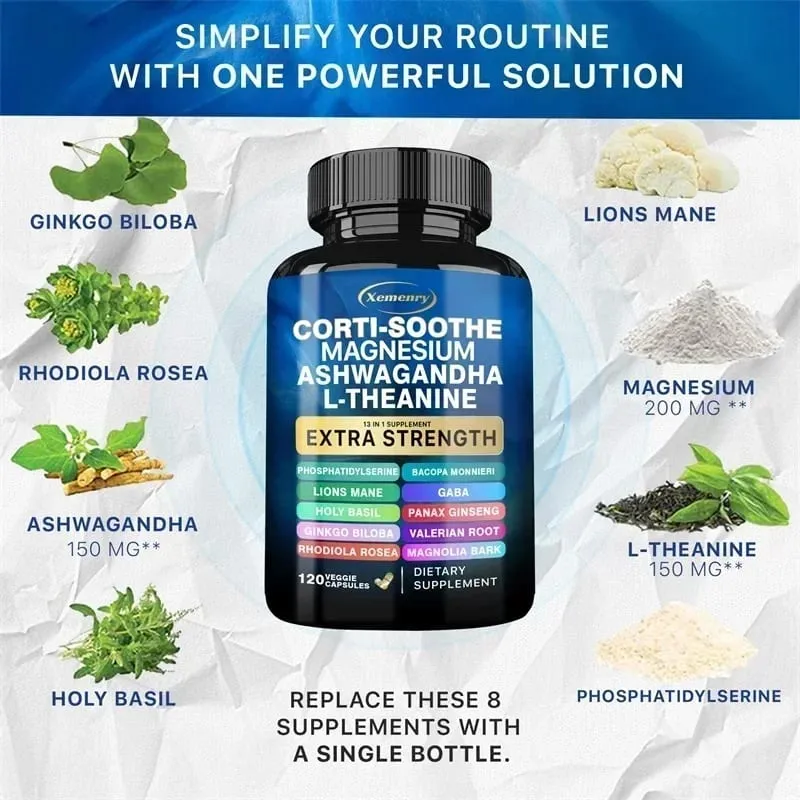 Corti-Soothe Supplement - Helps Lower Cortisol Support Adrenal Health Replenish Energy Relaxation and Deep Sleep