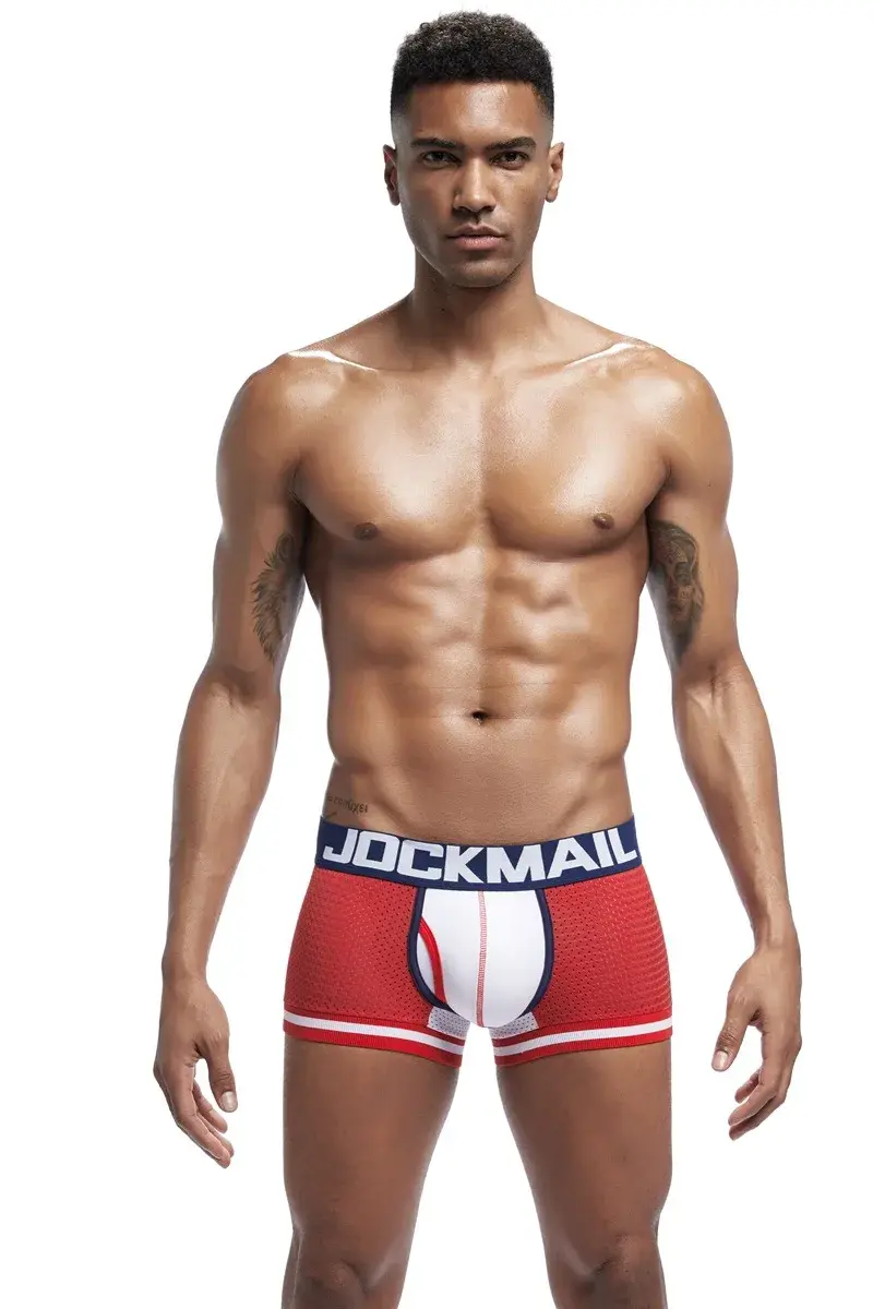 Jockmail الرجال الملاكم شبكة الملابس الداخلية تنفس مريحة لينة مريحة السراويل الرياضية الكبار رجل سراويل الملابس الداخلية — image 13