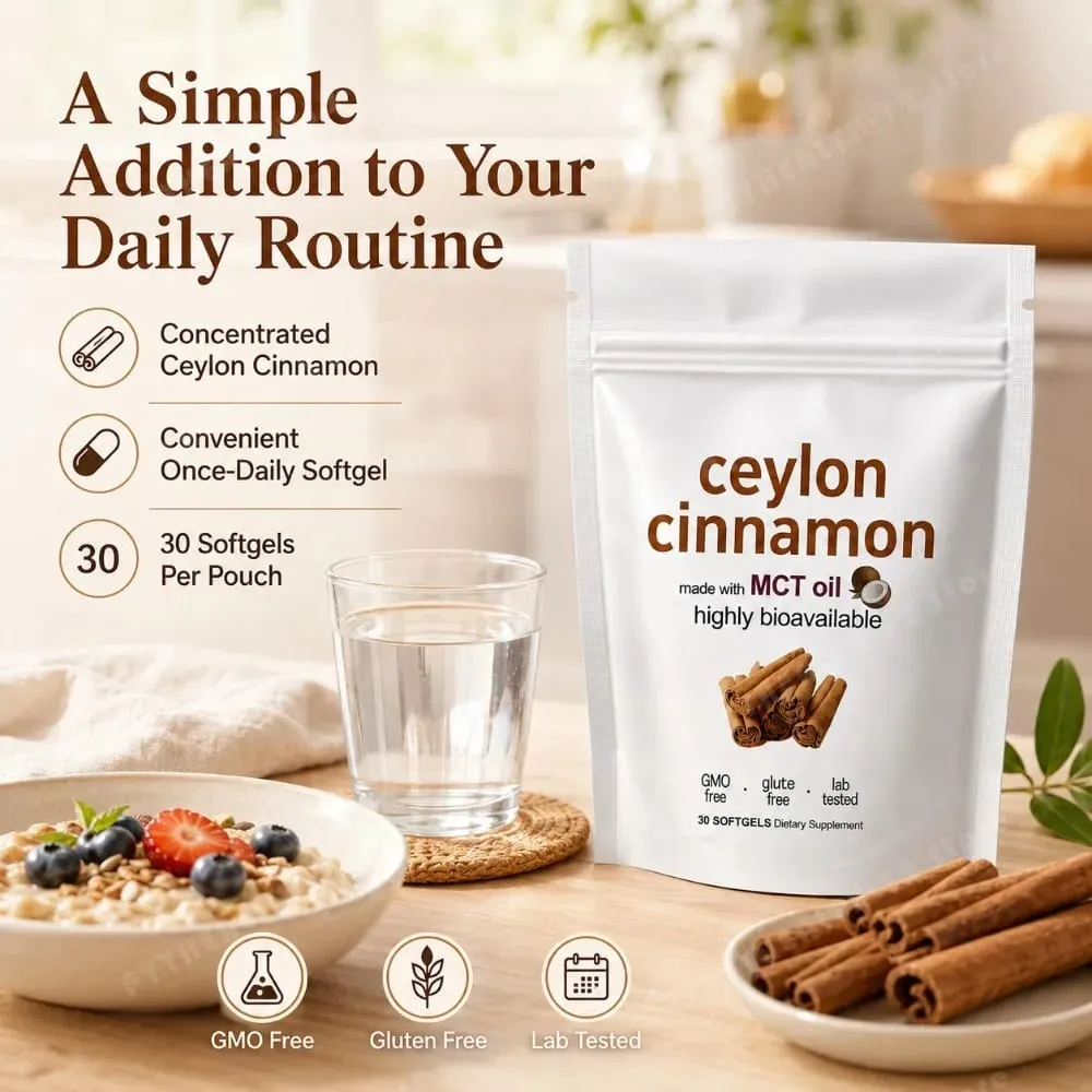 Ceylon Cinnamon 600mg 12-1 Extract Softgels 7200mg Equivalent MCT Oil Highly Bioavailable Daily Dietary Supplement 30 Softgels — image 5